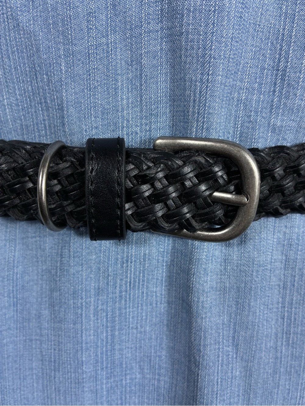Plus Size Womens belt 43” long Braided Black Leather  - Classic Casual Style